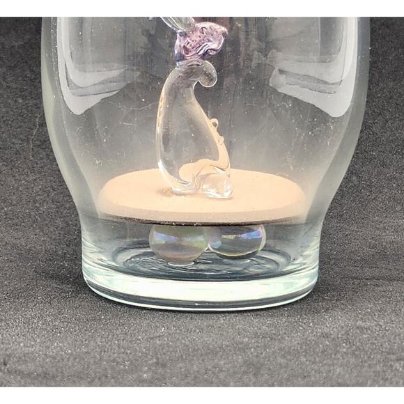 Unique Clear Glass Vase With Multi-Colored Glass Fish Suspended Inside Art Gift - Picture 9 of 13